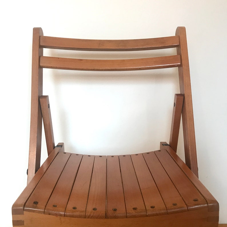 Vintage Mid Century Folding Wood Chair / Made in Yugoslavia Etsy
