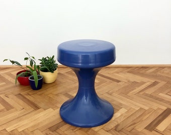 Vintage Blue Rare Tulip Stool / Space-age Stool / 70&#39;s Vintage Plastic Stool / Tulpenhocker
