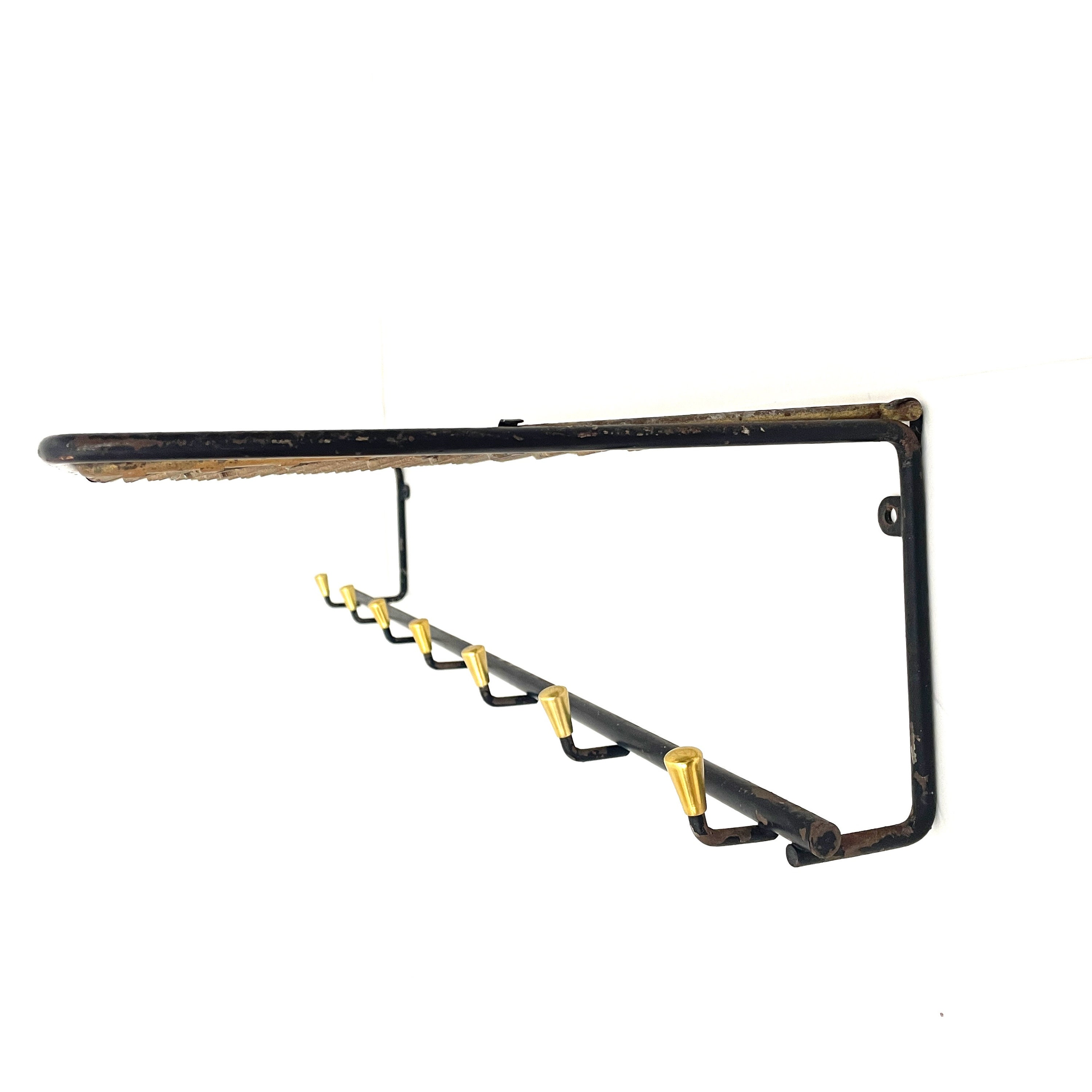 Vintage Coat Rack / Wallmounted Coat Rack / Brass and Iron Etsy