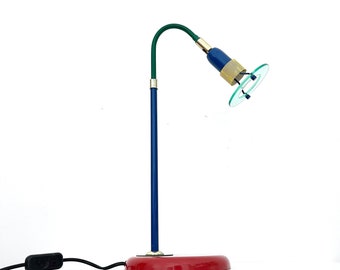 Vintage Memphis Milano Desk Lamp / Postmodern Primary Colors / 1980s Pop Table Lamp