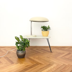 Vintage Lamp / Bauhaus Table Lamp / Beige Metal Desk Lamp / Big Table Lamp / 1930s Industrial Lamp