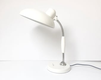 Vintage Lamp / Christian Dell / Bauhaus Style Table Lamp / White Metal Desk Lamp / 1940s Industrial Lamp