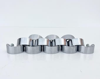 Vintage Chrome Metal Furniture Handles / Mid Century Modern Drawer Pulls / Pamar Italy / 80s / 90s