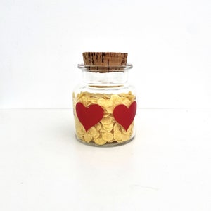 Vintage Glass Jar with Heart Motif / 80s Kitchen Storage / Kitchen Decor