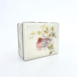 Vintage Tin Box / Duck in Water Hinged / Jewelry Box / Trinket Box / Made in England