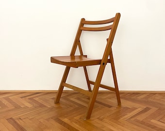 Vintage Mid Century Folding Wood Chair / Made in Yugoslavia