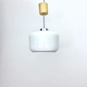 Vintage Opaline Glass Pendant Light / Small Milk Glass Pendant Lamp / Elegant Glass Ceiling Light / MCM Lighting