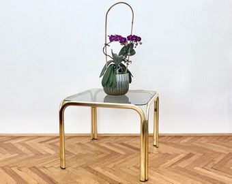 Vintage Small Side Table / MCM Contemporary Side Table / Gold Metal / Hollywood / Plant Stand / Coffee Table
