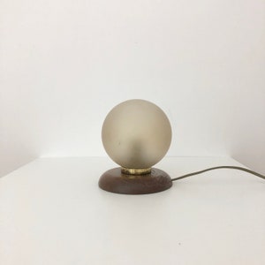 Vintage Desk Lamp / Wood and Milk Glass Lamp / Table or Bedside Lamp /