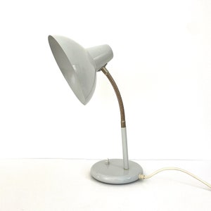 Vintage 80s Gooseneck Lamp / White Metal Desk Light