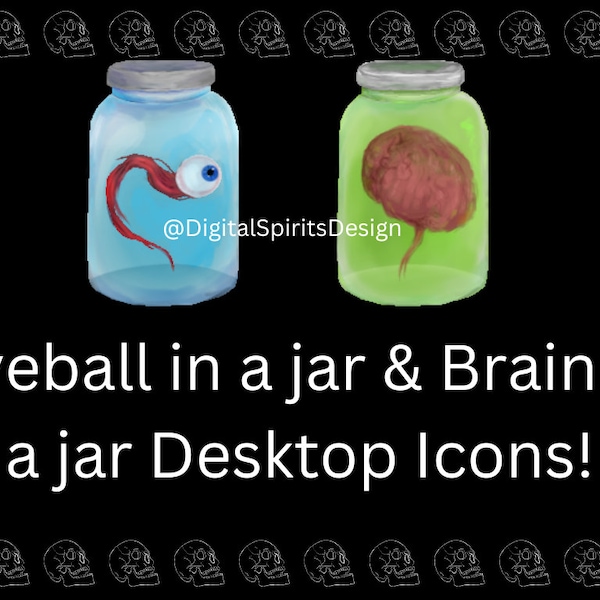 Creepy Jar Desktop Folder Icons (2 icons)! Matching Jar Icons, Eyeball and Brain Icons