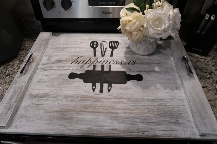 Rustikal/Antik Weiß getünchte HerdPlatte Mit Happiness | Etsy