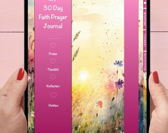 30-Day Digital Prayer Journal I Christian Women Planner I Bible Study Notebook Tracker Digital I Faith Based Instant Download