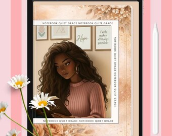 Christian Digital Notebook: African American Girl, Quiet Grace Journal (PDF Download)