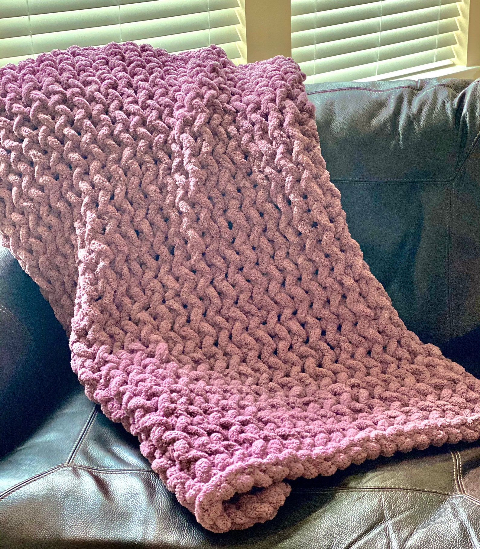 Chunky Knit Chenille Throw Blanket Etsy