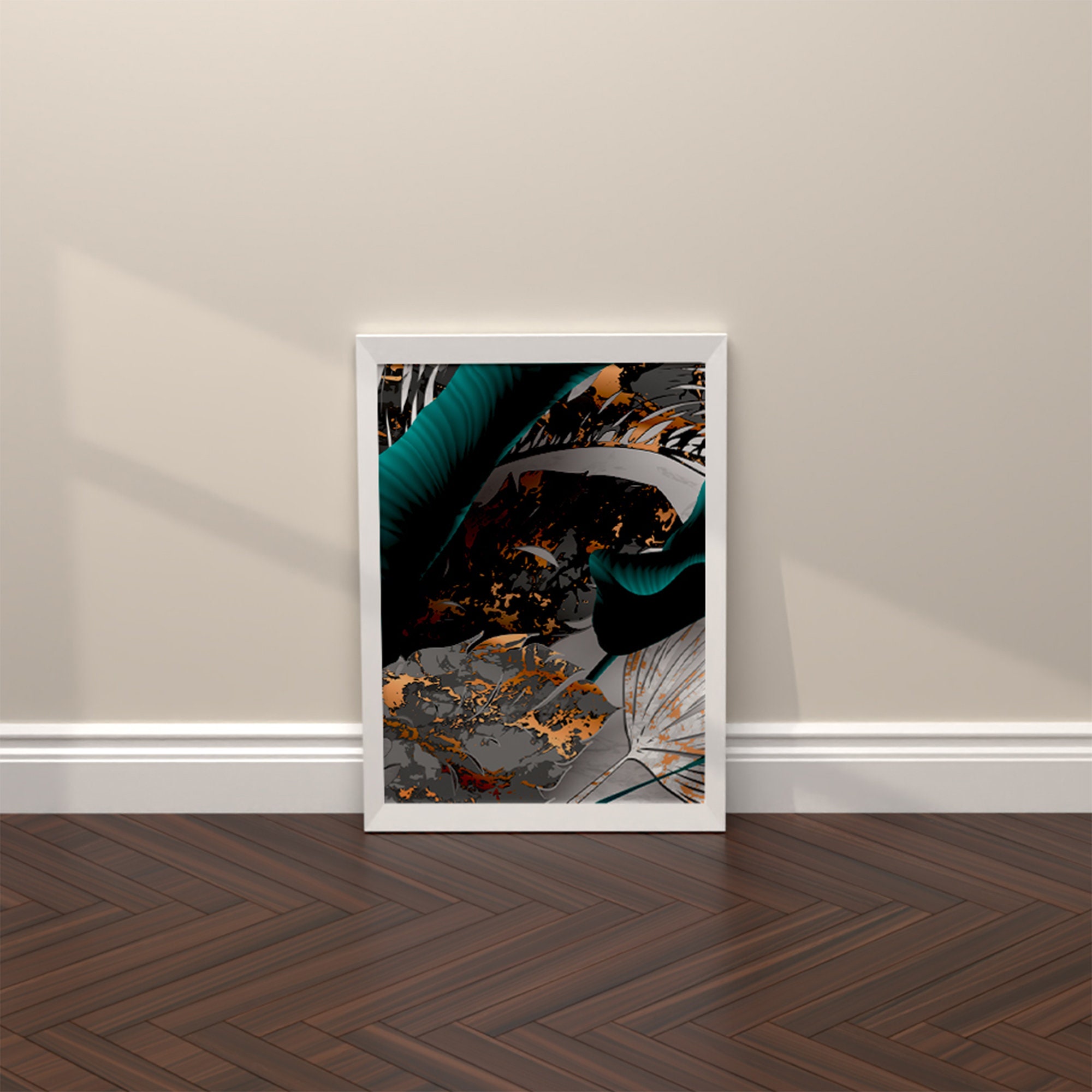 Botanical Green and Gold Leaf Prints Set of 3 Leaf Wall Art Etsy