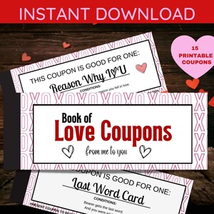 Valentines Day XOXO, Coupon Book, Printable Love coupons, BEST Couples gift, gift for men, gift for women, gift ideas, voucher book