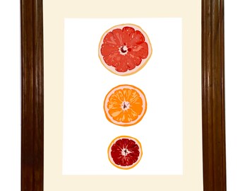 Pomelo naranja naranja anaranjada rebanada a la mitad, arte de pared imprimible, impresión digital, impresión descargable