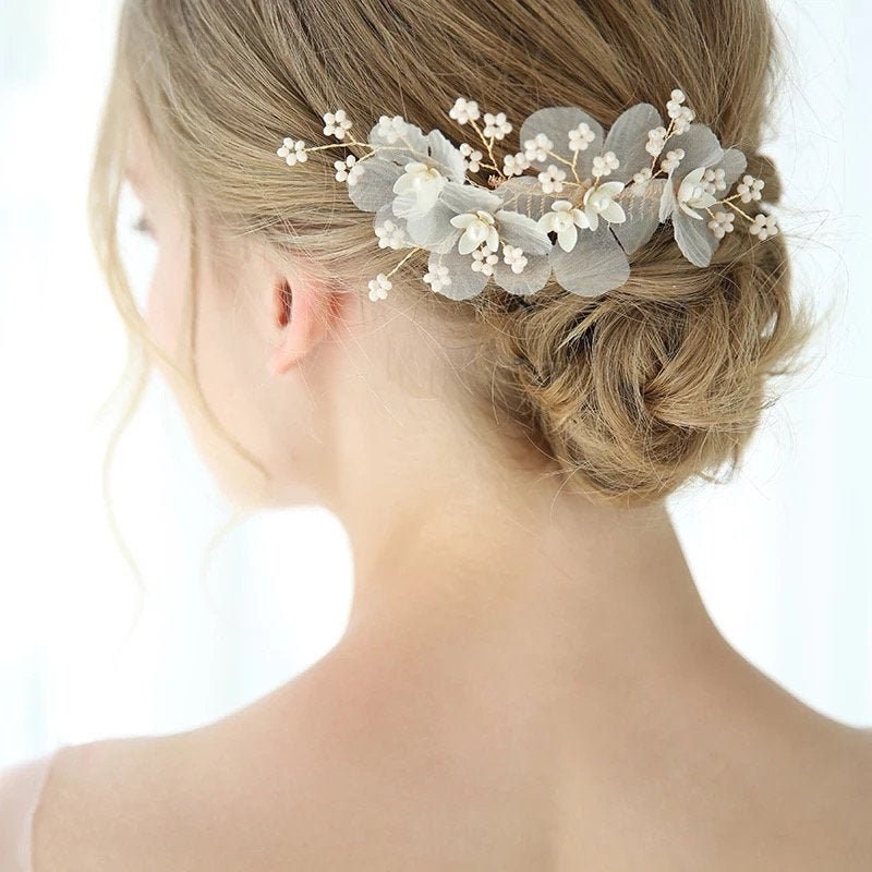 Wedding Hair Piece Floral Bridal Headpiece Flower Hair - Etsy Wedding Hair Piece Floral Bridal Headpiece Flower Hair - Etsy