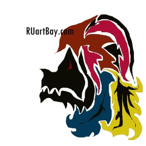 Fantasy Kleurrijke Lion Face, SVG Digitaal Product voor T-shirts, Hoodies, Slim Shirts (jpg, pdf, eps, tiff)