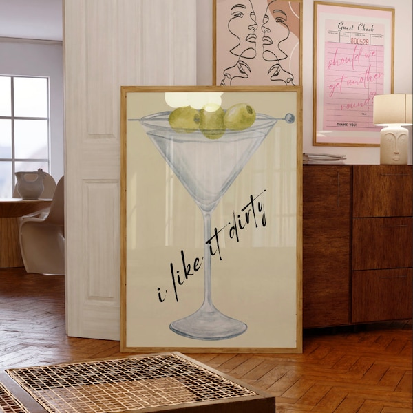 Dirty martini wall print / trendy art print / dorm decor / apartment decor / cool art prints / trendy art / instant download / printable art