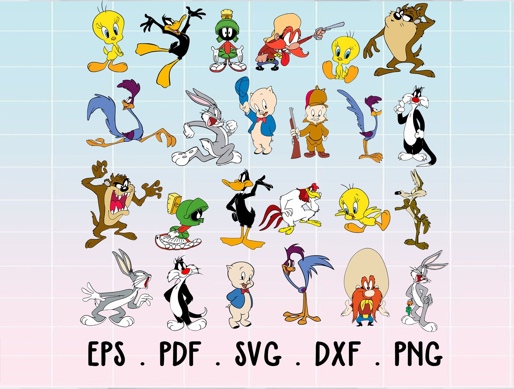 Looney tunes bundle svg png dxf Looney tunes svg png dxf Etsy