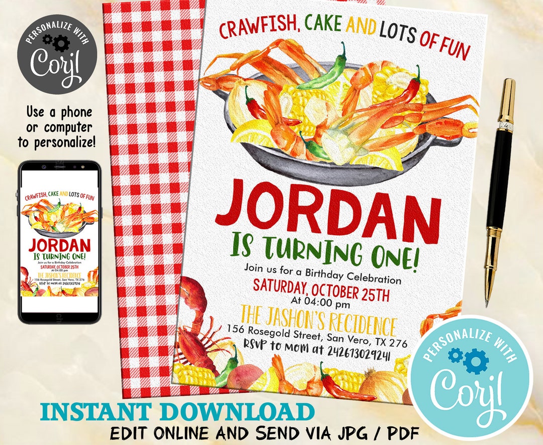 Crawfish Boil Birthday Invitation Pinch Me I’m One - Etsy