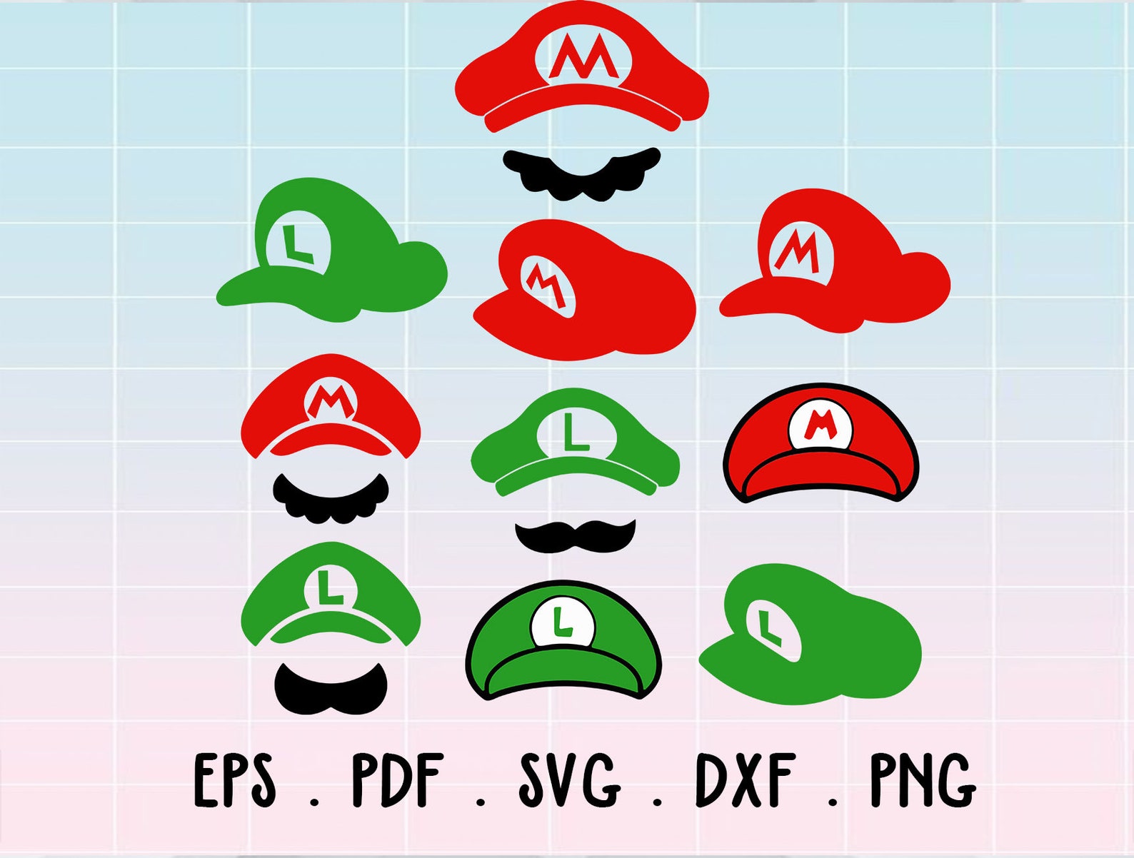 Mario svg Mario Hat svg Luigi hat svg luigi svg Mario and Etsy
