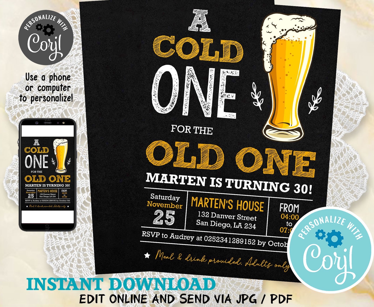 A Cold One For The Old One Birthday Invitation Adult Birthday Etsy A Cold One For The Old One Birthday Invitation Adult Birthday Etsy