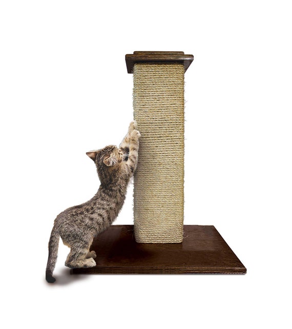 Cat Scratching Post Wide Tall Broadside Sisal Rope Texture Cat Tree Natural for Healthy Indoor Kitty Handmade in USA Free Shipping