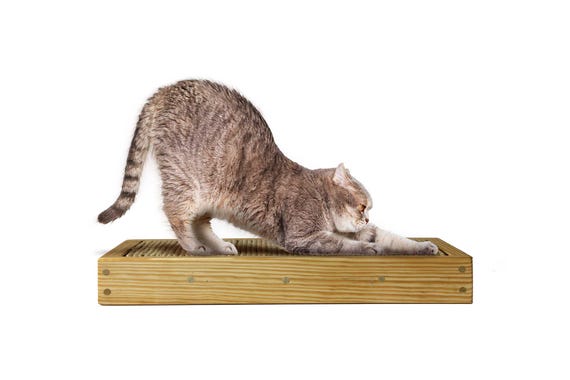 Cat Scratching Pad Sisal Rope Natural Scratcher Kitties Love Double Sided 2x use Wood Handmade in USA  makes a great Cat Mom/ Dad 24" Wide