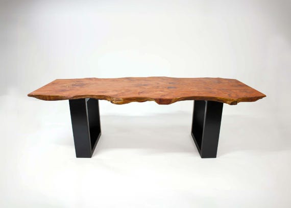 Long Coffee Table Eastern Red Cedar Live Edge 55" wide x 17.75" tall Bookmatched Slabs from Locally Sourced Cedar Handcrafted in USA