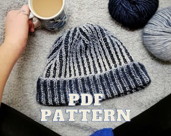 Beginner Brioche Beanie - Knit Hat (PDF Pattern)