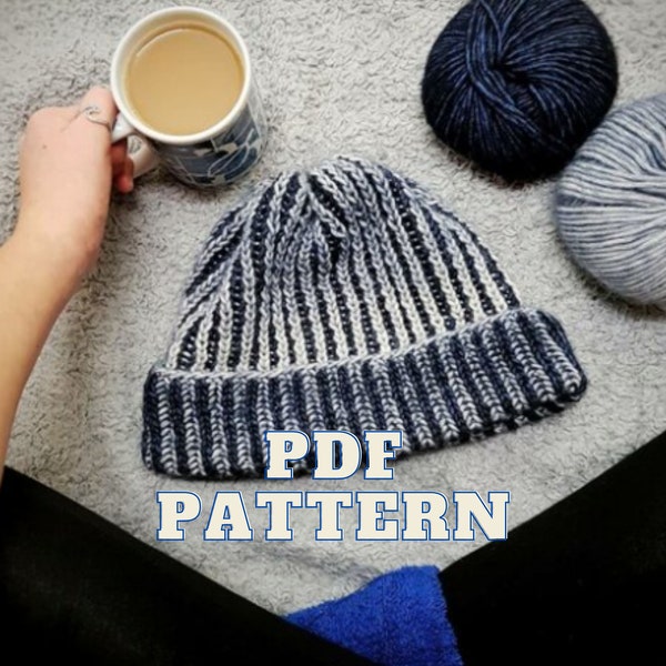 Beginner Brioche Beanie - Knit Hat (PDF Pattern)