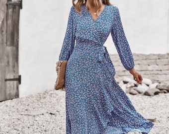 midi wrap summer dress Big sale - OFF 70%