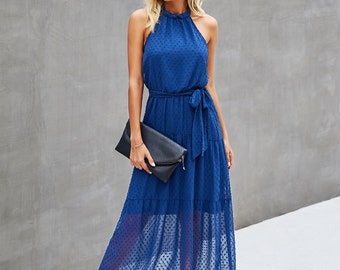maxi dress with halter neck