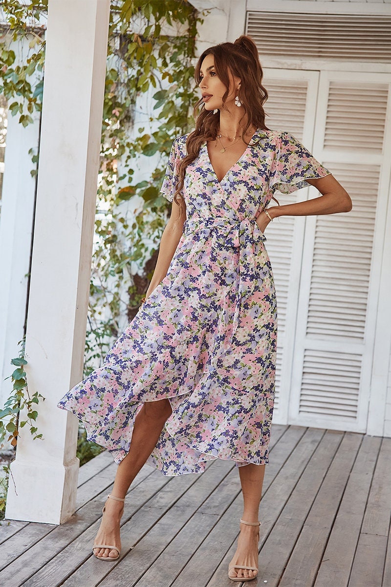 Maxi Dress With Short Sleeves - Etsy