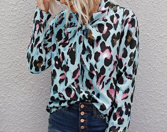 Womens Casual Cute Shirts Leopard Print Tops Basic Short Sleeve/Long Sleeve Soft Blouse Womens Casual Cute Shirts Leopard Print Tops Basic Short Sleeve/Long Sleeve Soft Blouse