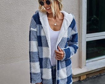 fluffy plaid jacket