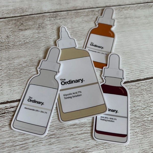 The Ordinary Skincare Stickers | cute aesthetic waterproof skincare makeup sticker hydroflask mini fridge