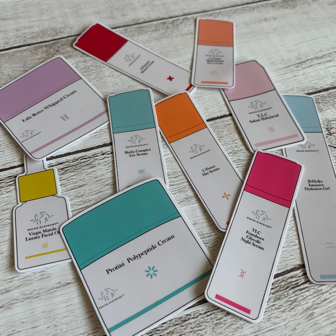Drunk Elephant Skincare Stickers Cute Aesthetic Waterproof Skincare