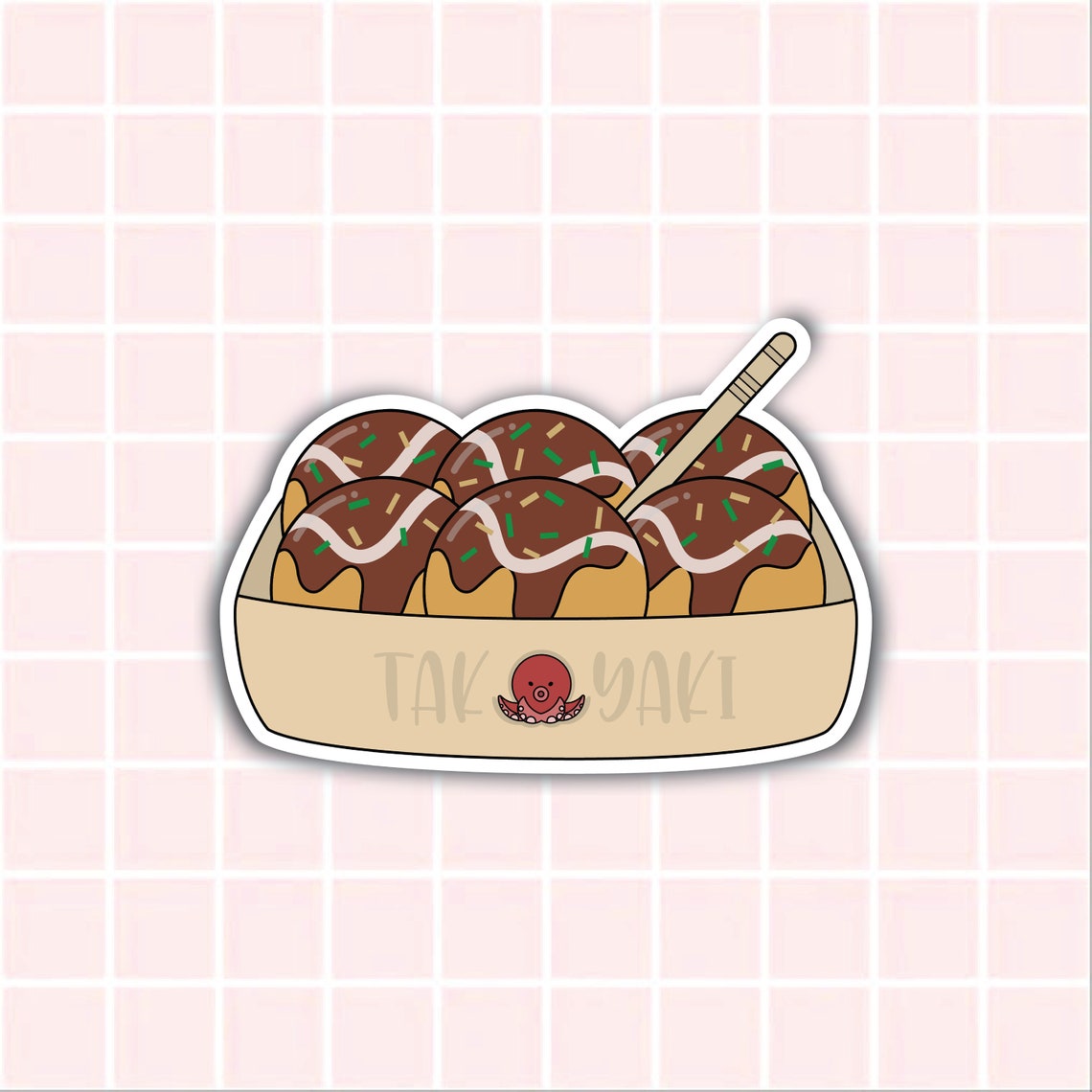 Japanese Takoyaki Sticker Cute Asian Food Waterproof Sticker Hydroflask