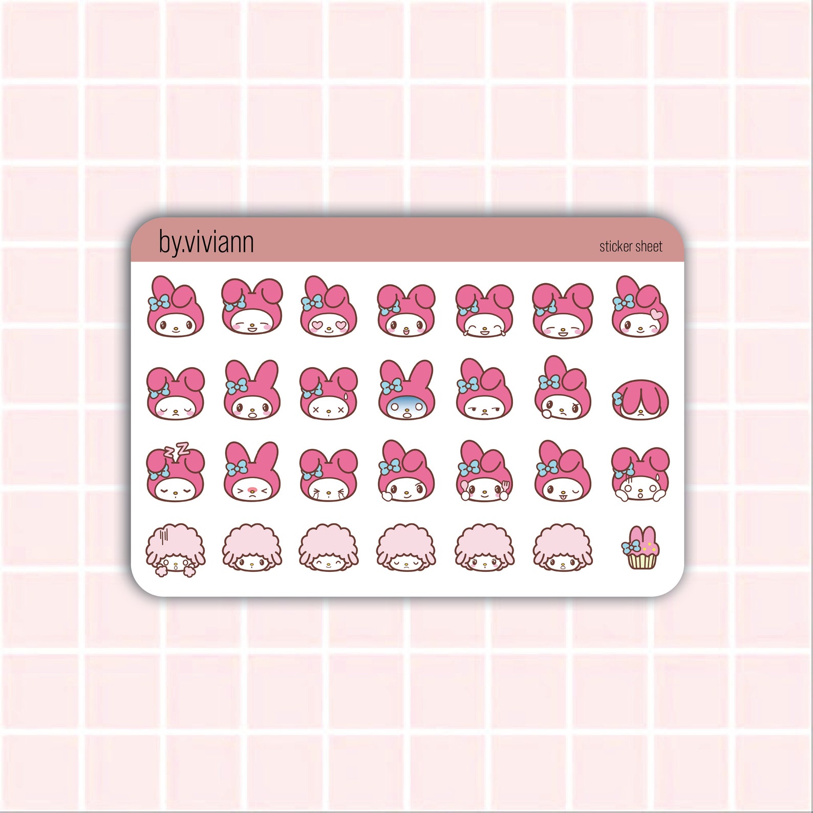 My Melody Emoji Mini Sticker Sheet Cute Sanrio Hello Kitty My Melody