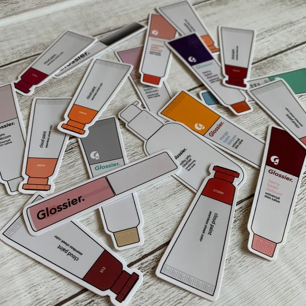 Glossier Stickers | cute aesthetic waterproof skincare makeup sticker hydroflask mini fridge