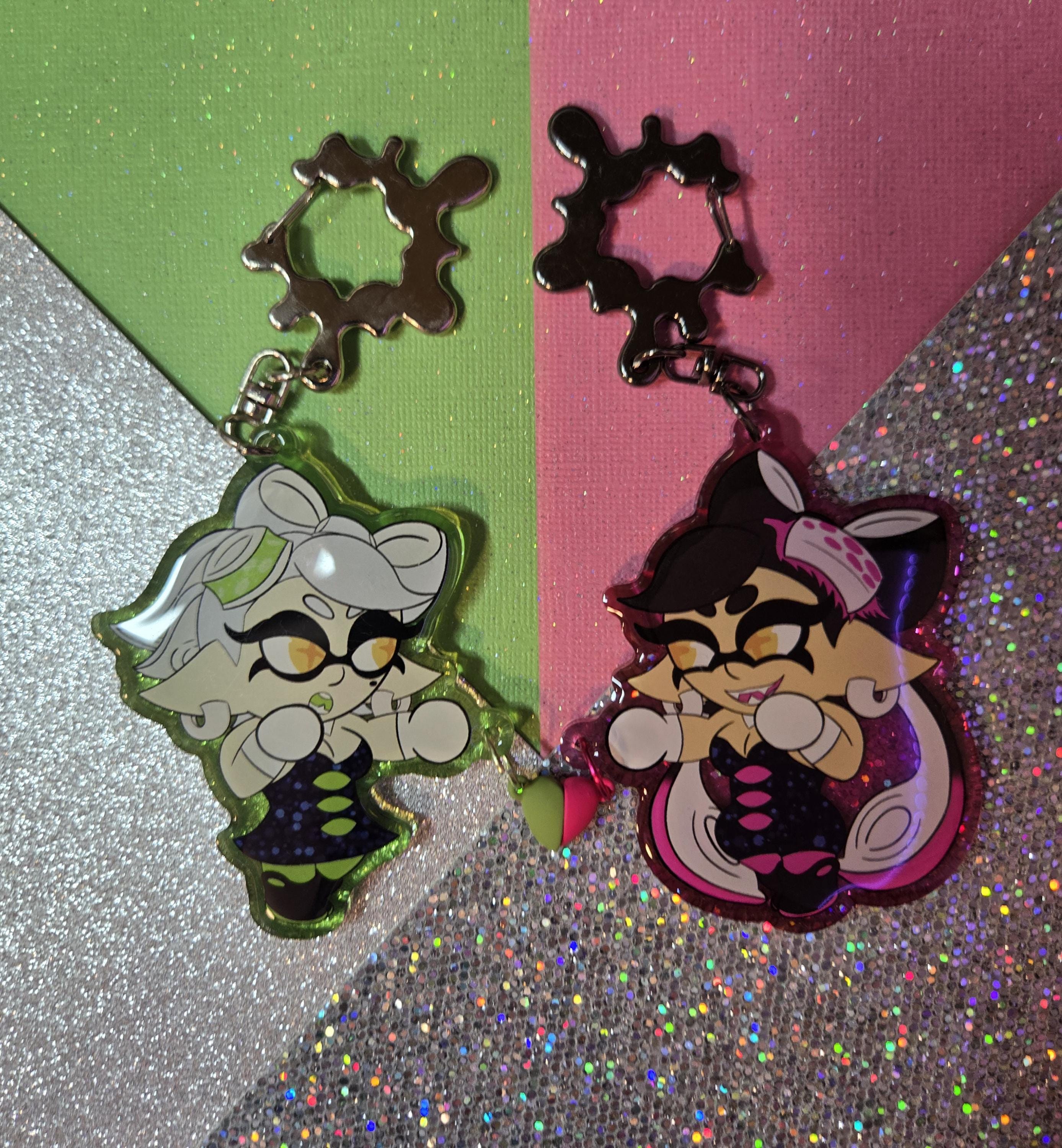 Splatoon Squid Sisters Callie and Marie Fistbump Keychain Set (3 Inch ...