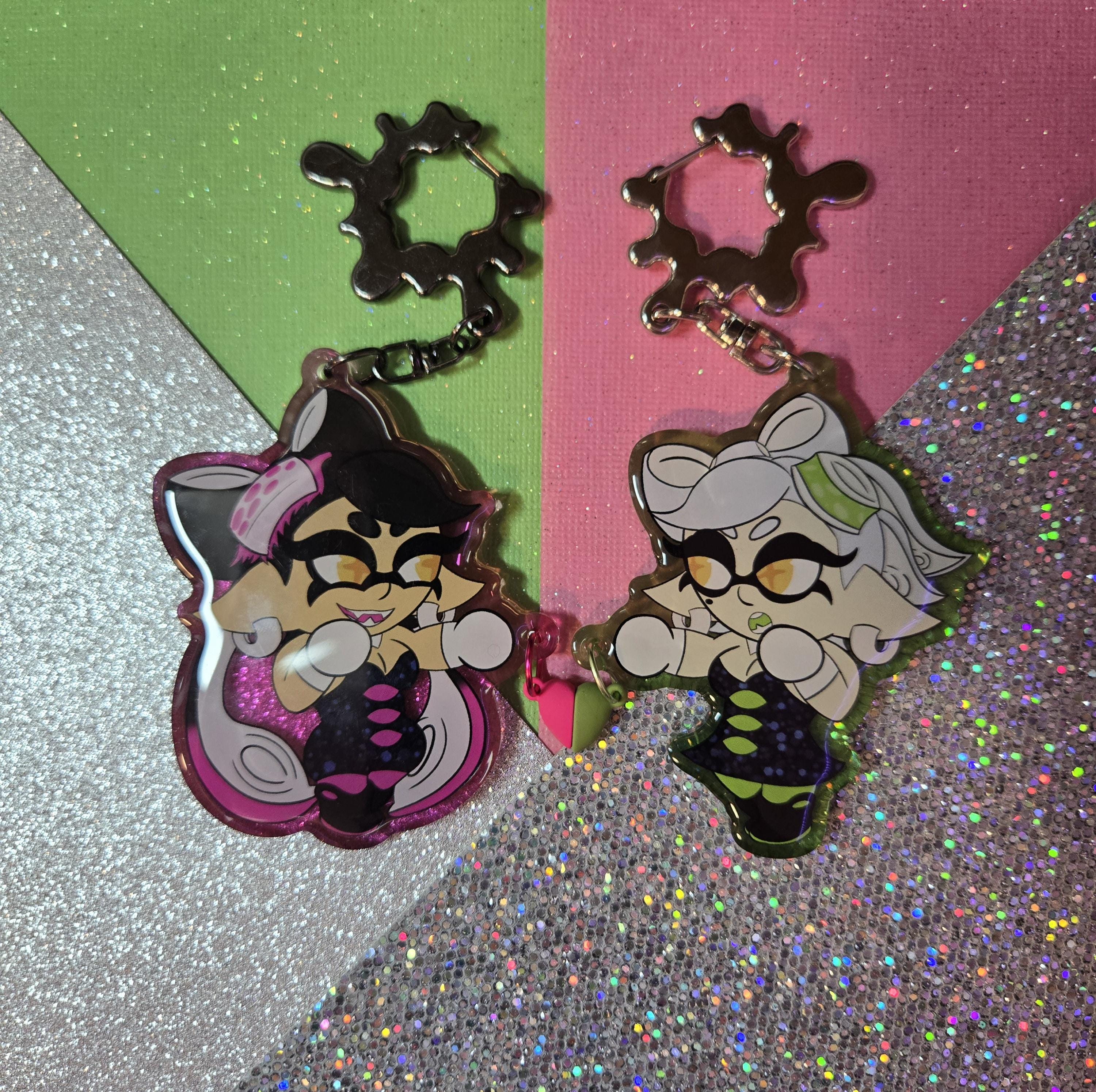 Splatoon Squid Sisters Callie and Marie Fistbump Keychain Set (3 Inch ...