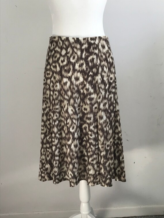 Vintage Brown White Print Midi Skirt - Gem