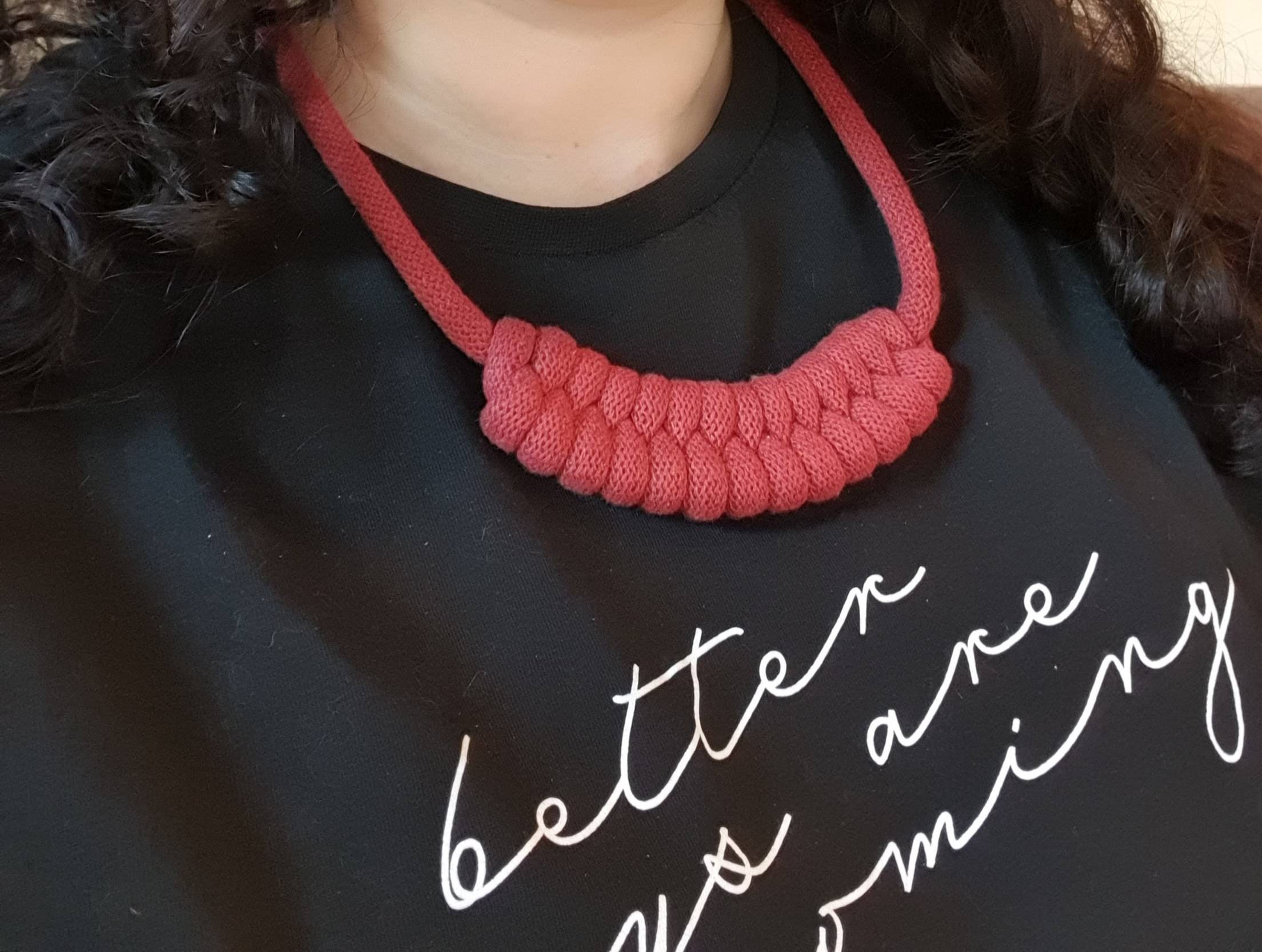 Cotton Cord Knotted Necklace Various Colours Etsy