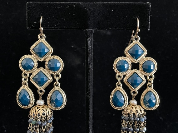 Beautiful Blue Dangly Jhumka Earrings - image 2