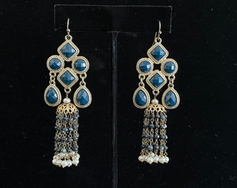 Hermosos pendientes azules colgantes Jhumka